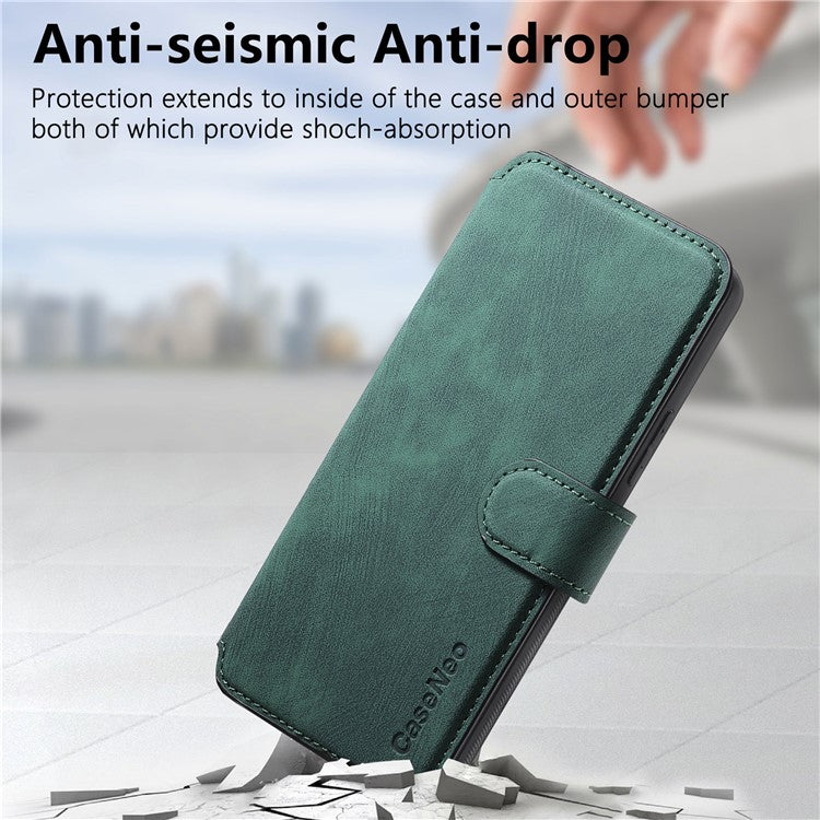 For Xiaomi Redmi Note 13 5G Magnetic Case CASENEO Detachable Leather Phone Wallet Cover - Green