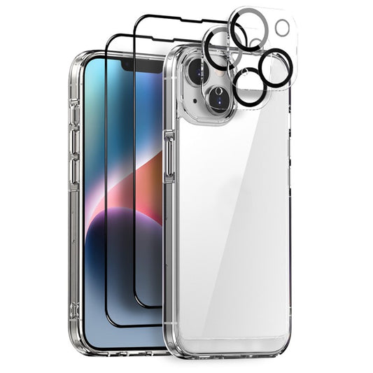 NORTHJO 5 in 1 For iPhone 14 Case PC+TPU Phone Cover Set with 2 Screen Protector, 2 Camera Lens Protector
