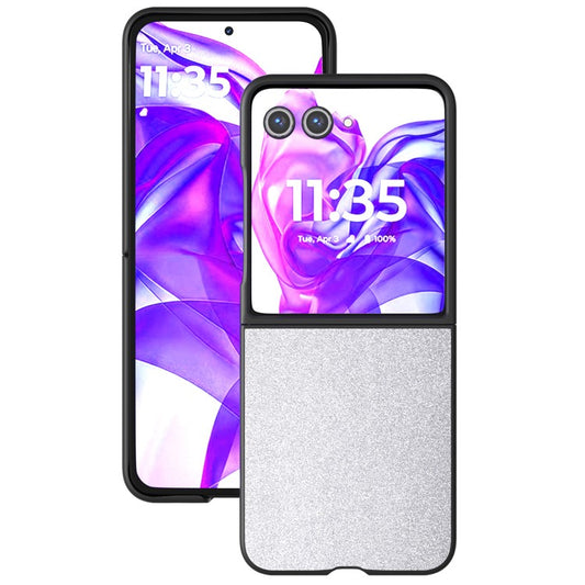 ABEEL For Motorola Razr 60 / Razr 50 5G Case Glitter PU Leather+PC Phone Cover - Silver