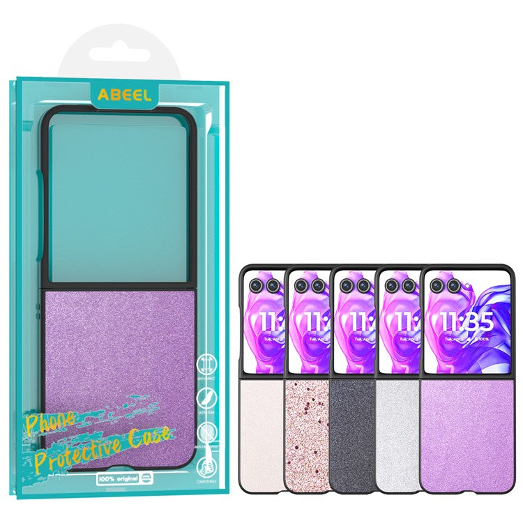 ABEEL For Motorola Razr 60 / Razr 50 5G Case Glitter PU Leather+PC Phone Cover - Silver