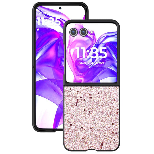 ABEEL For Motorola Razr 60 / Razr 50 5G Case Glitter PU Leather+PC Phone Cover - Pink