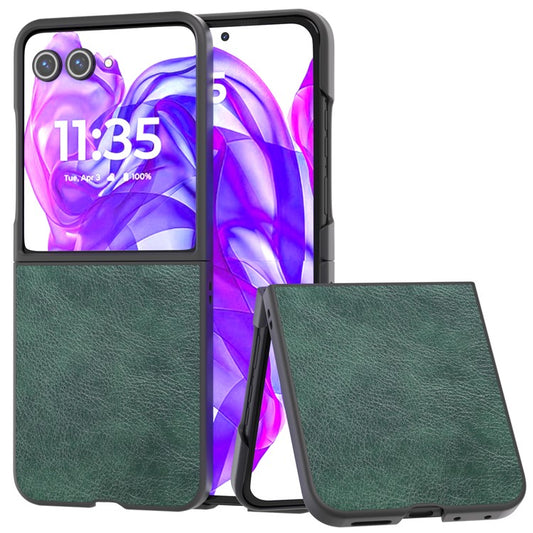 ABEEL For Motorola Razr 50 Ultra 5G Case Litchi Texture PU Leather+PC Phone Cover - Green