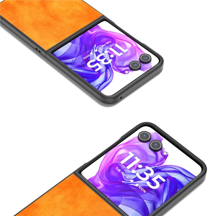 ABEEL For Motorola Razr 50 Ultra 5G Case Litchi Texture PU Leather+PC Phone Cover - Orange