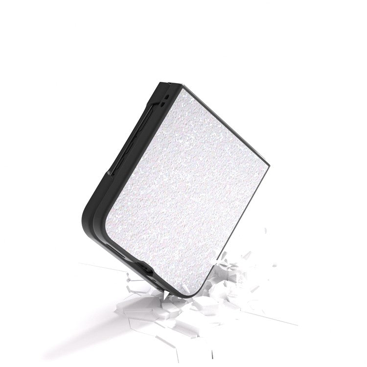 ABEEL For Motorola Razr 50 Ultra 5G Case Glitter PU Covered PC Phone Shell - White