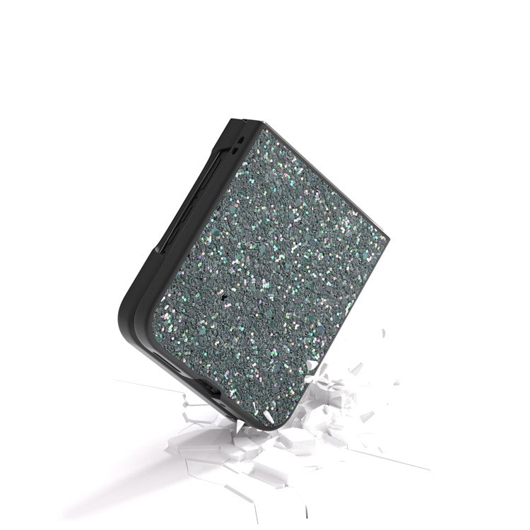 ABEEL For Motorola Razr 50 Ultra 5G Case Glitter PU Covered PC Phone Shell - Rock Green