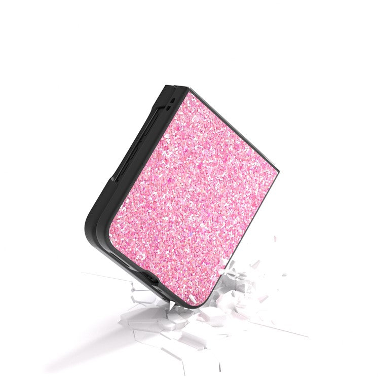 ABEEL For Motorola Razr 50 Ultra 5G Case Glitter PU Covered PC Phone Shell - Deep Pink