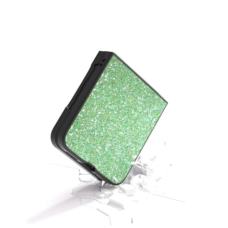 ABEEL For Motorola Razr 50 Ultra 5G Case Glitter PU Covered PC Phone Shell - Lawn Green