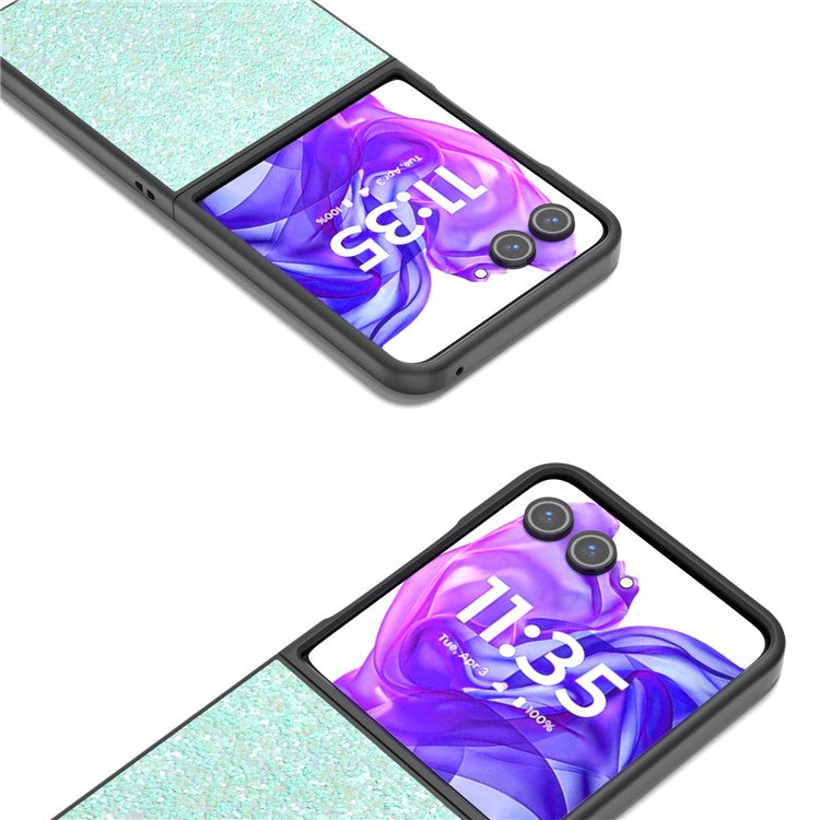 ABEEL For Motorola Razr 50 Ultra 5G Case Glitter PU Covered PC Phone Shell - Mint Green