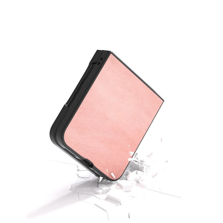 ABEEL For Motorola Razr 50 Ultra 5G Case Cowhide Texture Anti-Drop PU+PC Phone Cover - Pink