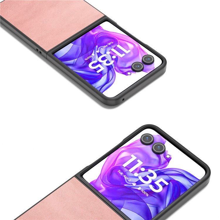 ABEEL For Motorola Razr 50 Ultra 5G Case Cowhide Texture Anti-Drop PU+PC Phone Cover - Pink