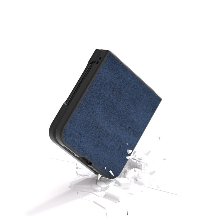 ABEEL For Motorola Razr 50 Ultra 5G Case Cowhide Texture Anti-Drop PU+PC Phone Cover - Blue