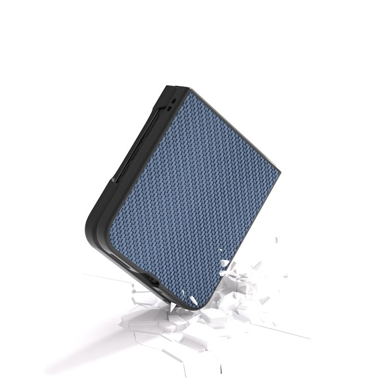 ABEEL For Motorola Razr 50 Ultra 5G Phone Case Carbon Fiber Texture PU+PC Cover - Baby Blue