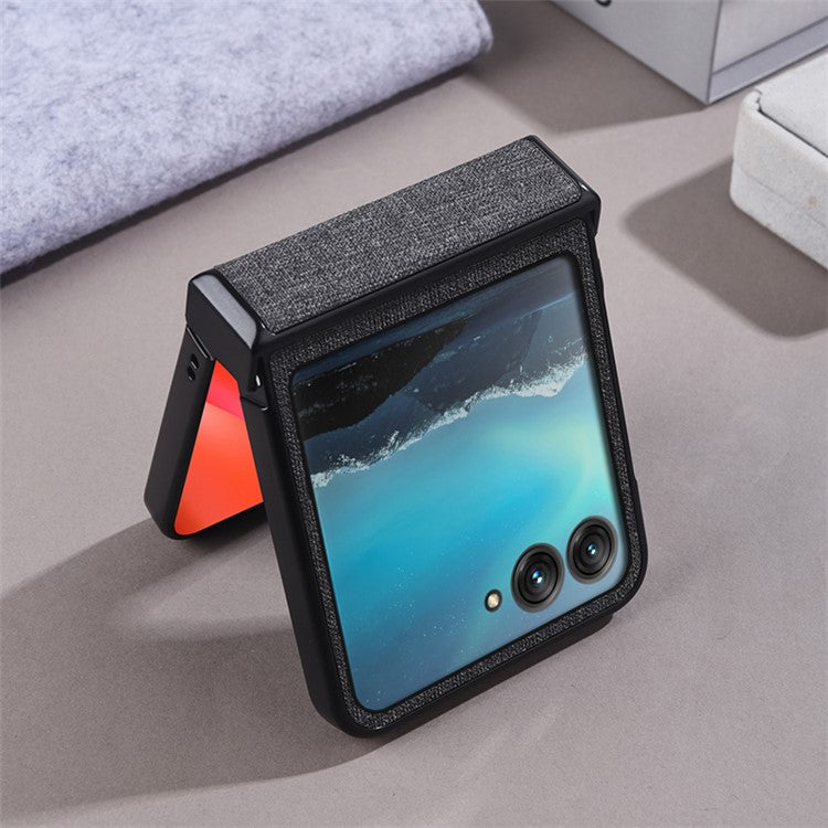 For Motorola Razr 60 / Razr 50 5G Magnetic Case Hinge Design PC+Cloth Phone Cover - Grey