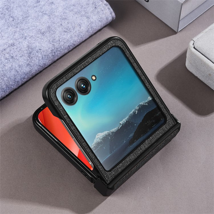 For Motorola Razr 60 / Razr 50 5G Magnetic Case Hinge Design PC+Cloth Phone Cover - Grey