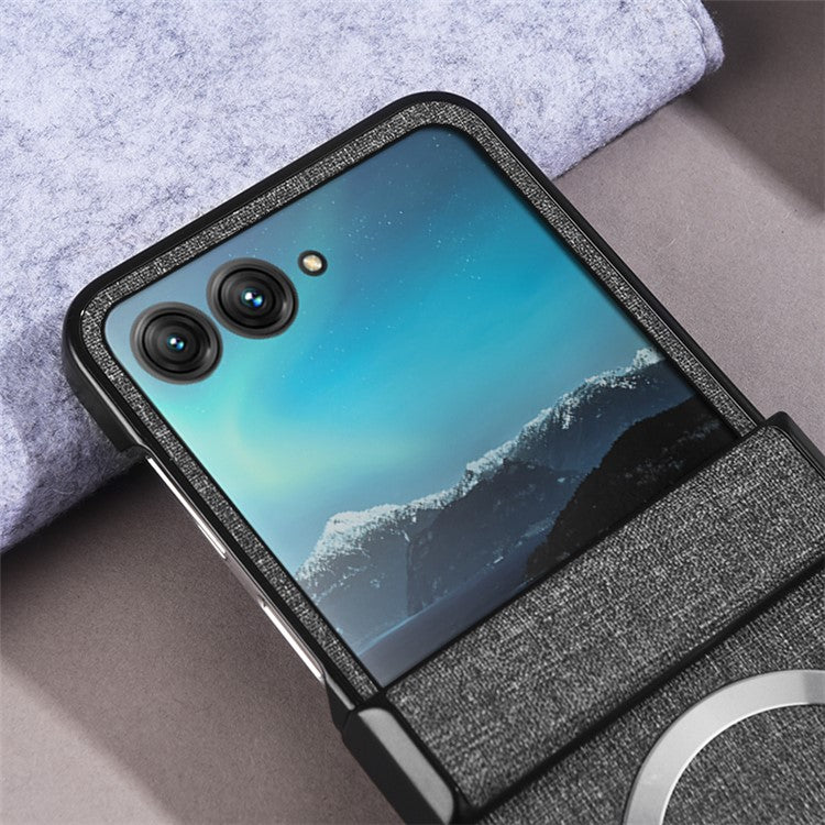 For Motorola Razr 60 / Razr 50 5G Magnetic Case Hinge Design PC+Cloth Phone Cover - Grey