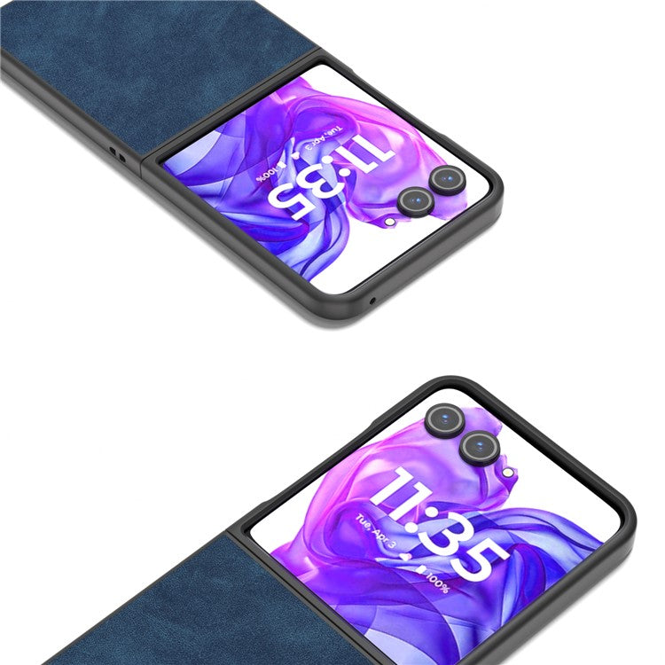ABEEL For Motorola Razr 50 Ultra 5G Case Black Edge PU Leather+PC Folding Phone Cover - Blue
