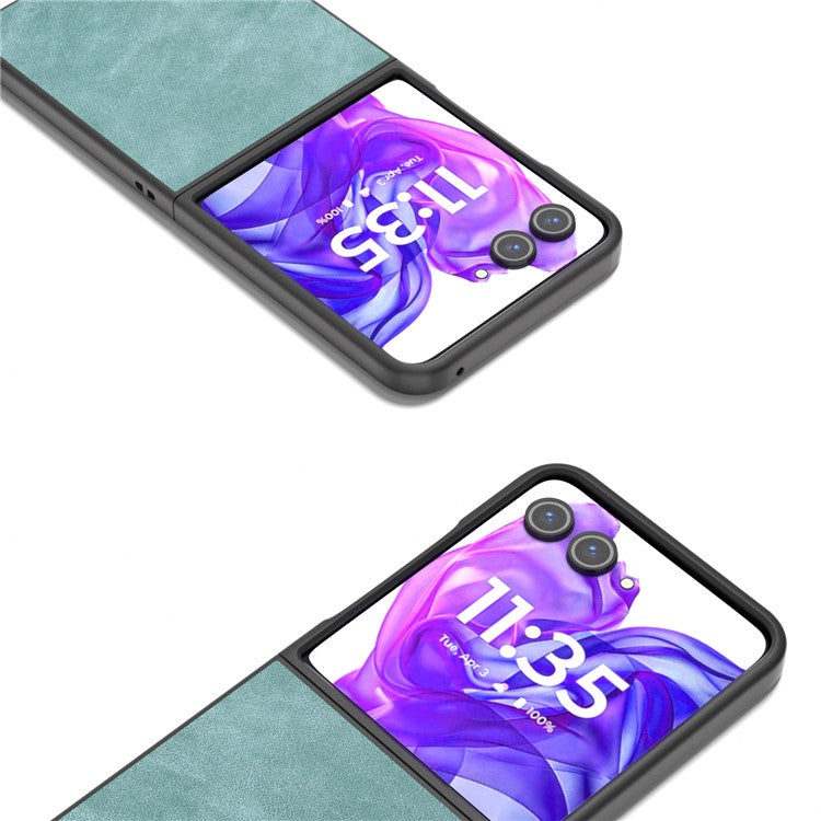 ABEEL For Motorola Razr 50 Ultra 5G Case Black Edge PU Leather+PC Folding Phone Cover - Baby Blue