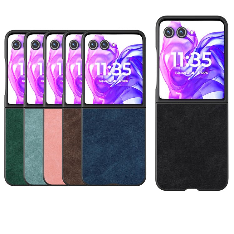 ABEEL For Motorola Razr 50 Ultra 5G Case Black Edge PU Leather+PC Folding Phone Cover - Baby Blue