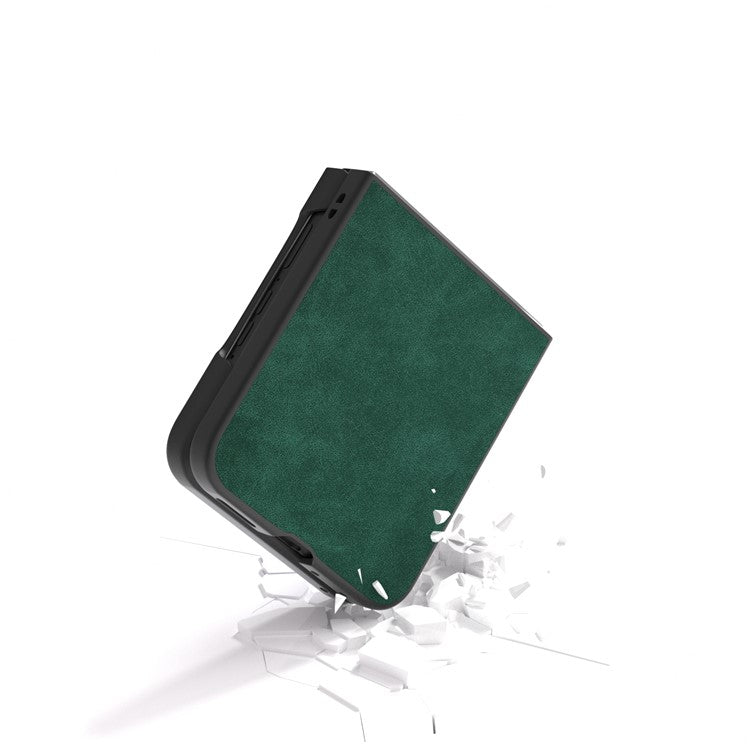 ABEEL For Motorola Razr 50 Ultra 5G Case Black Edge PU Leather+PC Folding Phone Cover - Green
