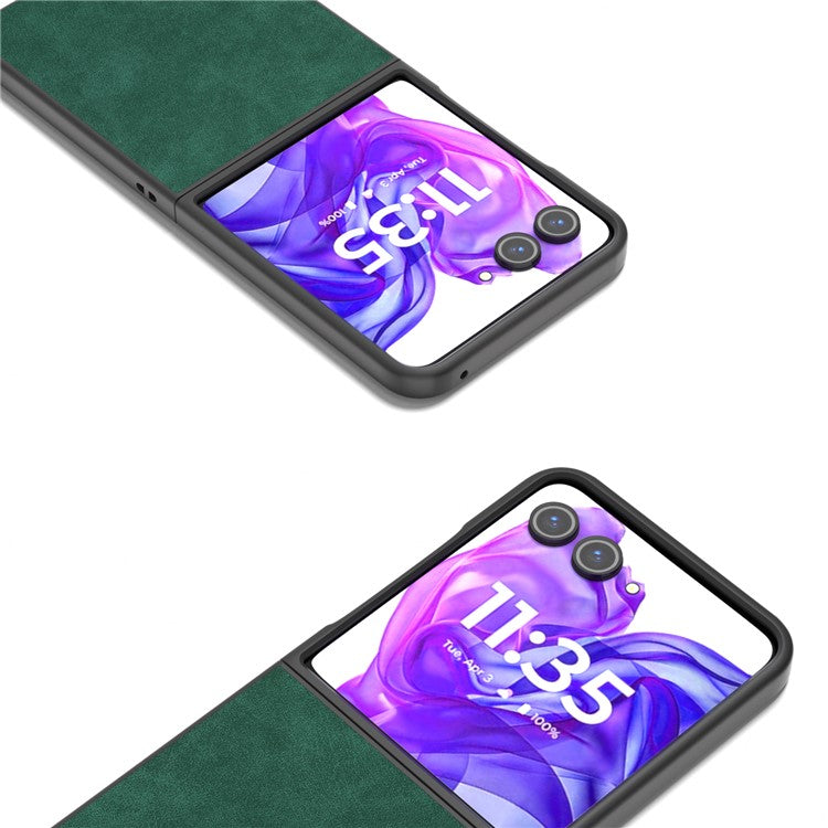 ABEEL For Motorola Razr 50 Ultra 5G Case Black Edge PU Leather+PC Folding Phone Cover - Green