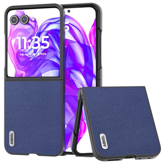 ABEEL For Motorola Razr 50 Ultra 5G Case Litchi Texture Non-Slip Phone Cover - Blue