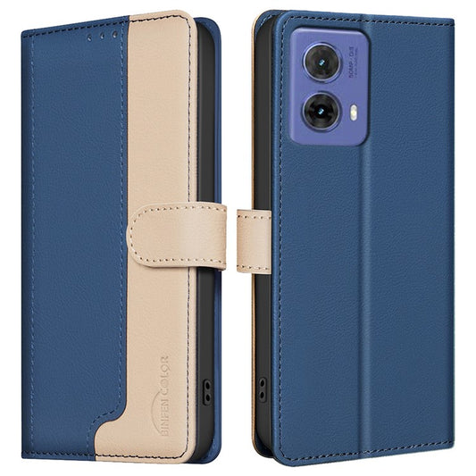 BINFEN COLOR BF33 For Motorola Moto G85 5G / S50 Neo 5G Case Dual Color Leather Phone Wallet Cover - Blue
