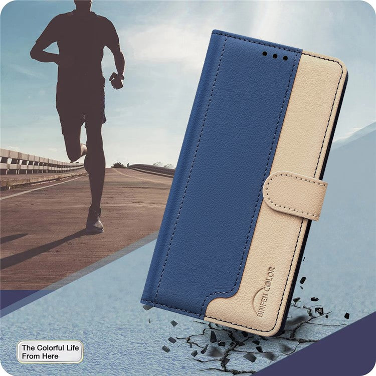 BINFEN COLOR BF33 For Motorola Moto G85 5G / S50 Neo 5G Case Dual Color Leather Phone Wallet Cover - Blue