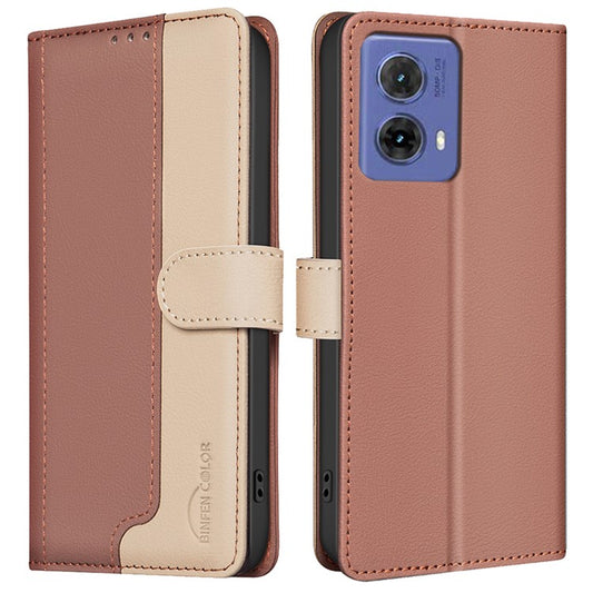 BINFEN COLOR BF33 For Motorola Moto G85 5G / S50 Neo 5G Case Dual Color Leather Phone Wallet Cover - Brown