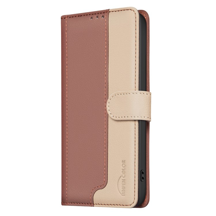 BINFEN COLOR BF33 For Motorola Moto G85 5G / S50 Neo 5G Case Dual Color Leather Phone Wallet Cover - Brown