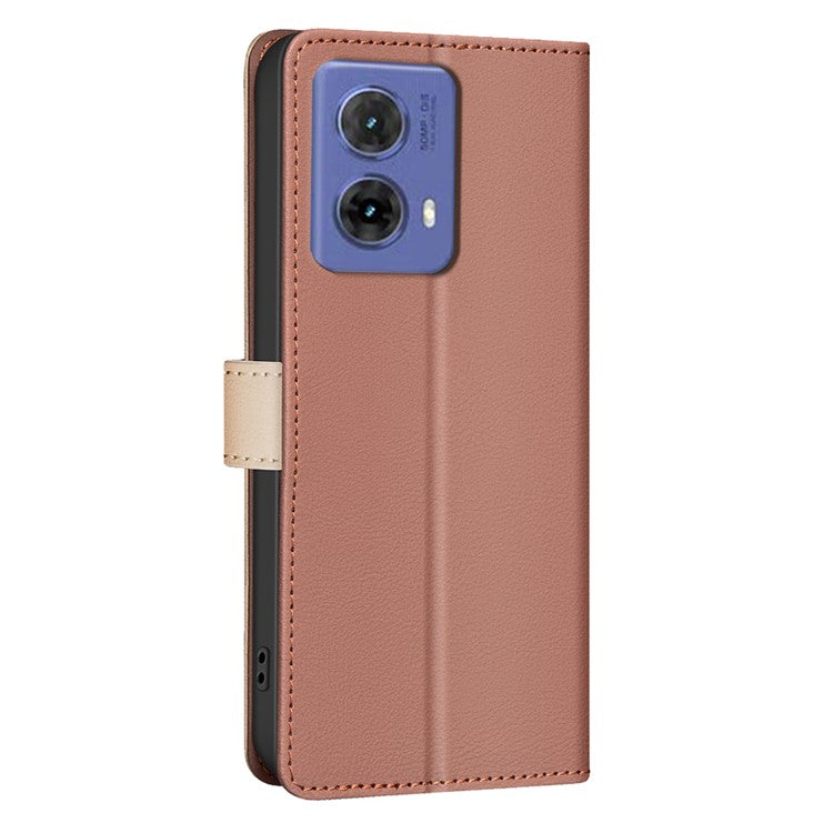BINFEN COLOR BF33 For Motorola Moto G85 5G / S50 Neo 5G Case Dual Color Leather Phone Wallet Cover - Brown