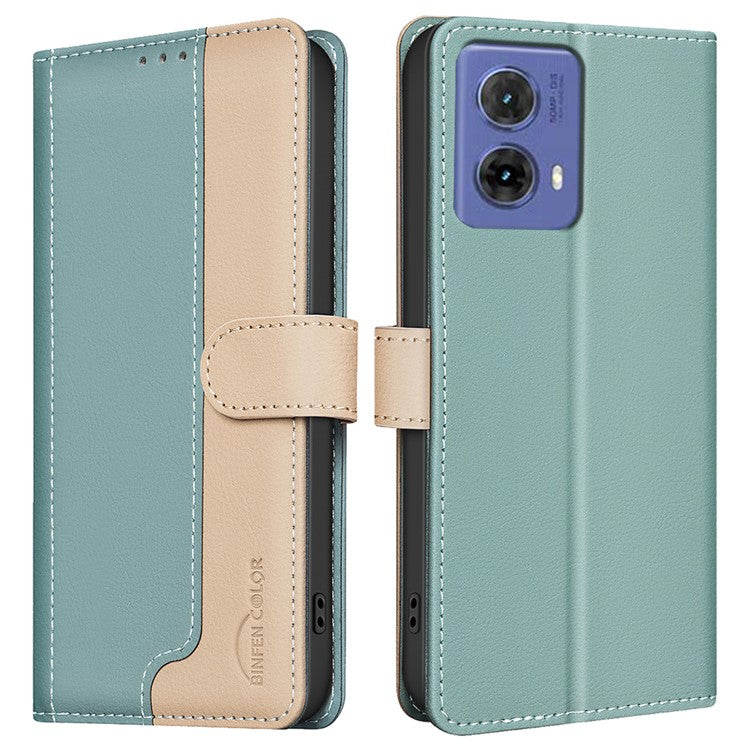 BINFEN COLOR BF33 For Motorola Moto G85 5G / S50 Neo 5G Case Dual Color Leather Phone Wallet Cover - Green