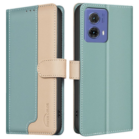 BINFEN COLOR BF33 For Motorola Moto G85 5G / S50 Neo 5G Case Dual Color Leather Phone Wallet Cover - Green