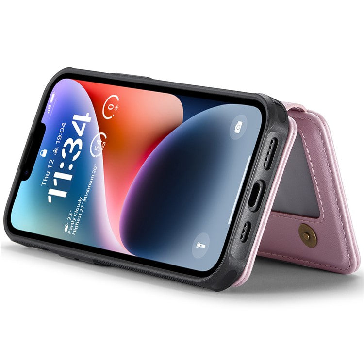 JEEHOOD J05 For iPhone 14 Plus Case Leather+TPU Phone Cover with 4 Card Slots - Pink