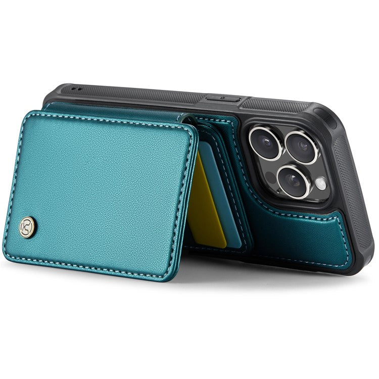 JEEHOOD J05 For iPhone 14 Pro Case Detachable Magnetic Card Holder Kickstand Phone Cover - Cyan