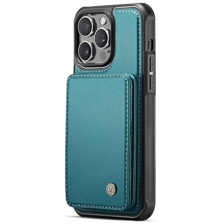 JEEHOOD J05 For iPhone 14 Pro Case Detachable Magnetic Card Holder Kickstand Phone Cover - Cyan