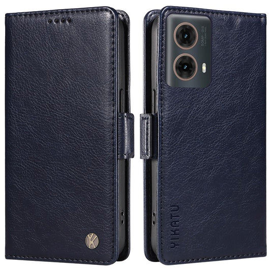 YIKATU YK-007 For Motorola Moto G85 5G / S50 Neo 5G Phone Case PU Leather Stand Anti-Drop Wallet Cover - Navy Blue