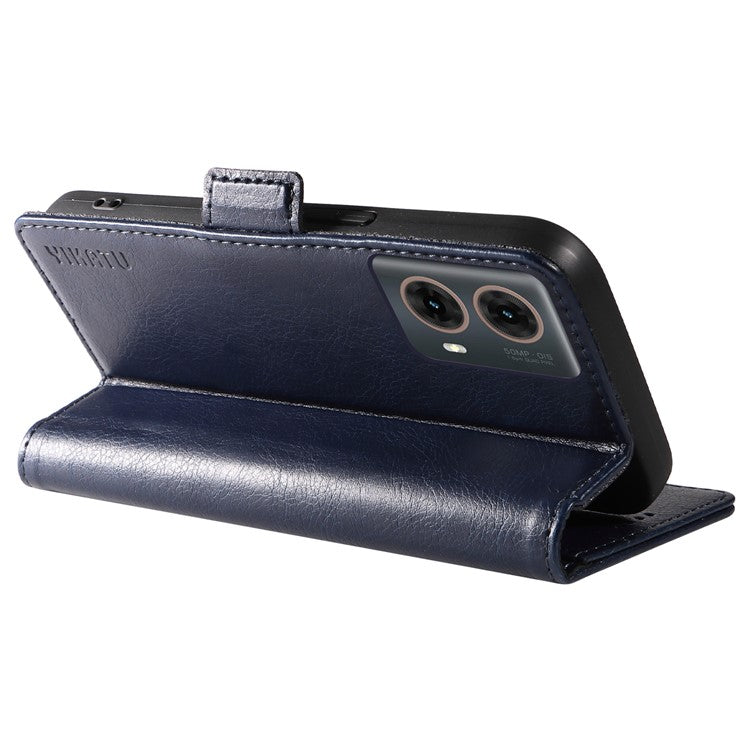 YIKATU YK-007 For Motorola Moto G85 5G / S50 Neo 5G Phone Case PU Leather Stand Anti-Drop Wallet Cover - Navy Blue