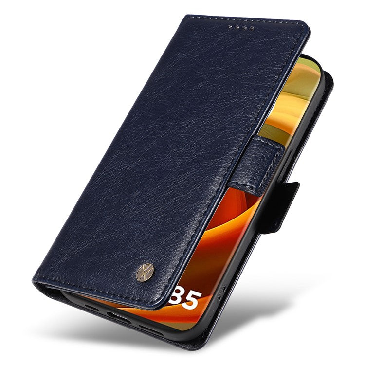 YIKATU YK-007 For Motorola Moto G85 5G / S50 Neo 5G Phone Case PU Leather Stand Anti-Drop Wallet Cover - Navy Blue