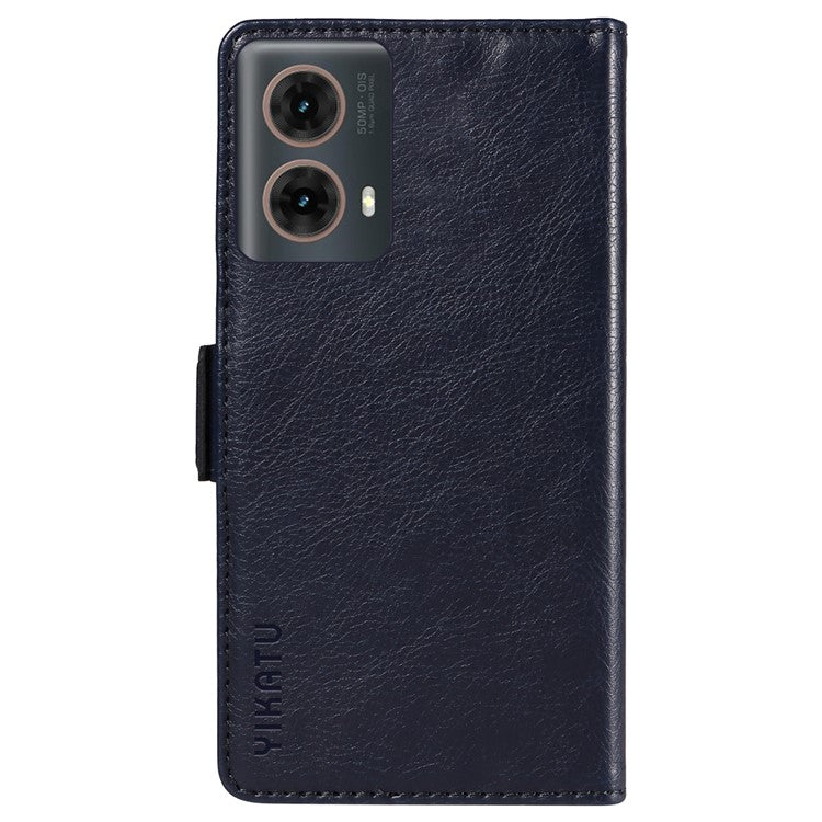 YIKATU YK-007 For Motorola Moto G85 5G / S50 Neo 5G Phone Case PU Leather Stand Anti-Drop Wallet Cover - Navy Blue