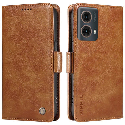 YIKATU YK-007 For Motorola Moto G85 5G / S50 Neo 5G Phone Case PU Leather Stand Anti-Drop Wallet Cover - Brown