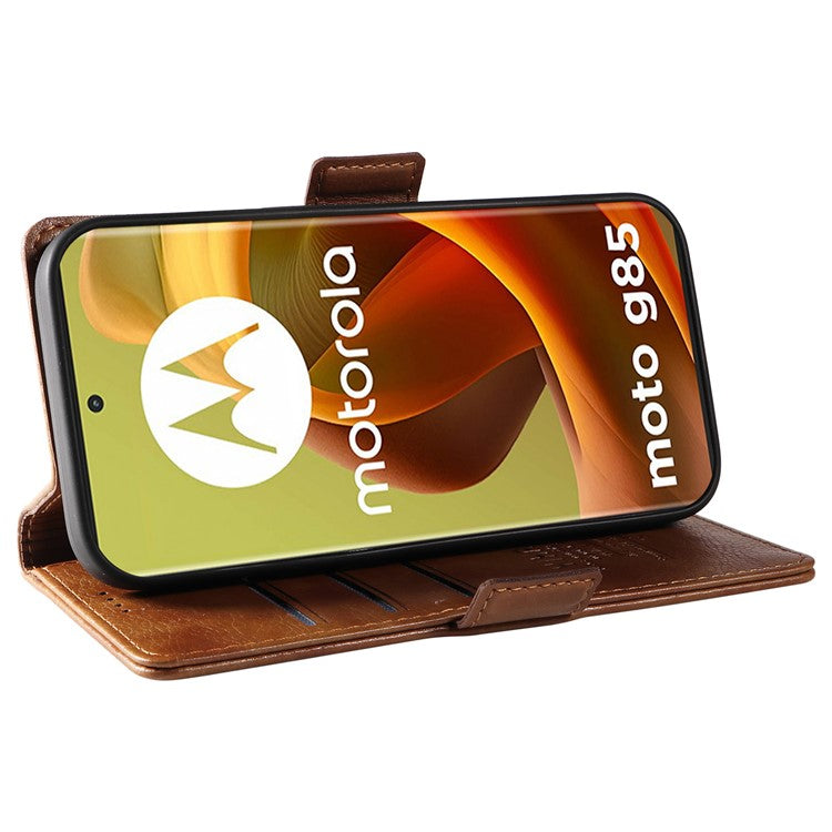 YIKATU YK-007 For Motorola Moto G85 5G / S50 Neo 5G Phone Case PU Leather Stand Anti-Drop Wallet Cover - Brown