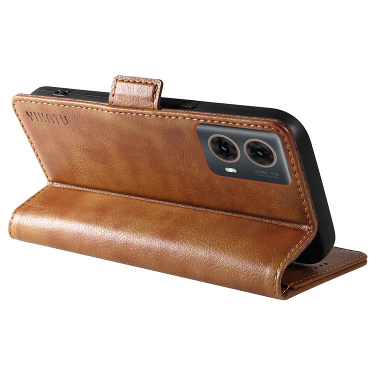 YIKATU YK-007 For Motorola Moto G85 5G / S50 Neo 5G Phone Case PU Leather Stand Anti-Drop Wallet Cover - Brown