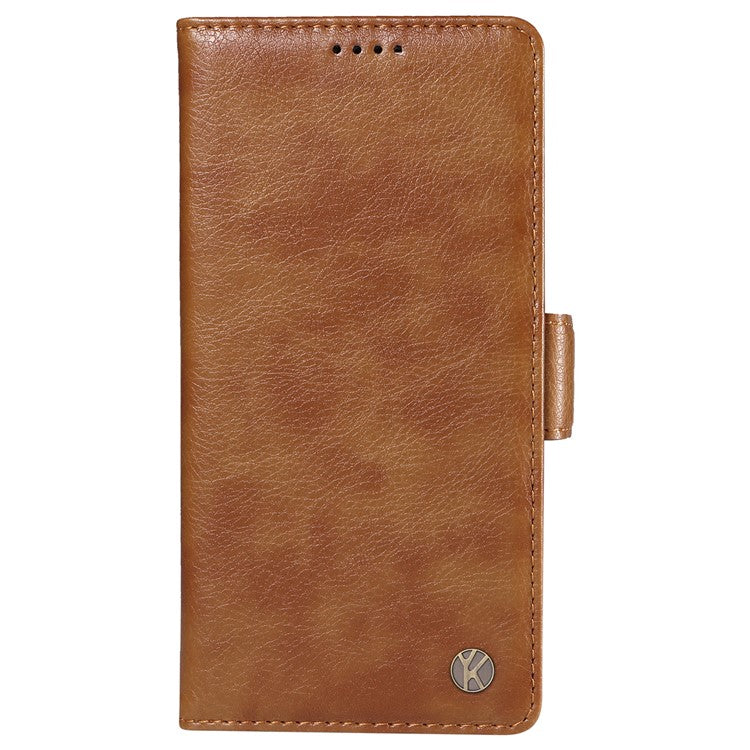 YIKATU YK-007 For Motorola Moto G85 5G / S50 Neo 5G Phone Case PU Leather Stand Anti-Drop Wallet Cover - Brown