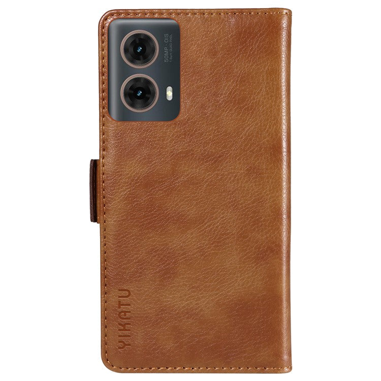 YIKATU YK-007 For Motorola Moto G85 5G / S50 Neo 5G Phone Case PU Leather Stand Anti-Drop Wallet Cover - Brown