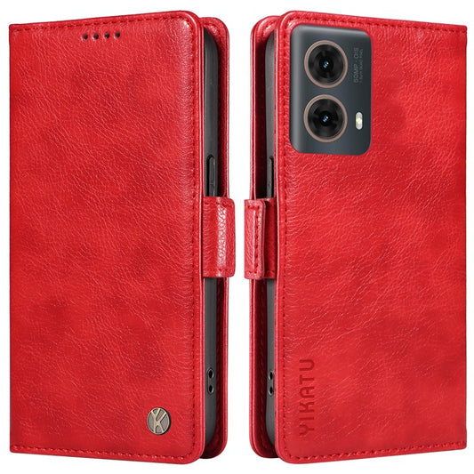 YIKATU YK-007 For Motorola Moto G85 5G / S50 Neo 5G Phone Case PU Leather Stand Anti-Drop Wallet Cover - Red