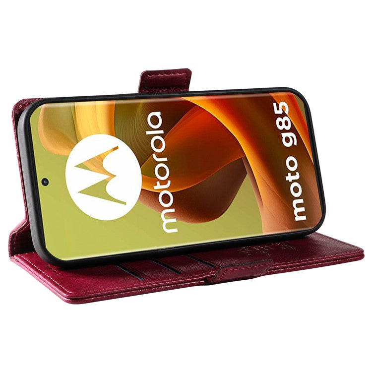YIKATU YK-007 For Motorola Moto G85 5G / S50 Neo 5G Phone Case PU Leather Stand Anti-Drop Wallet Cover - Wine Red