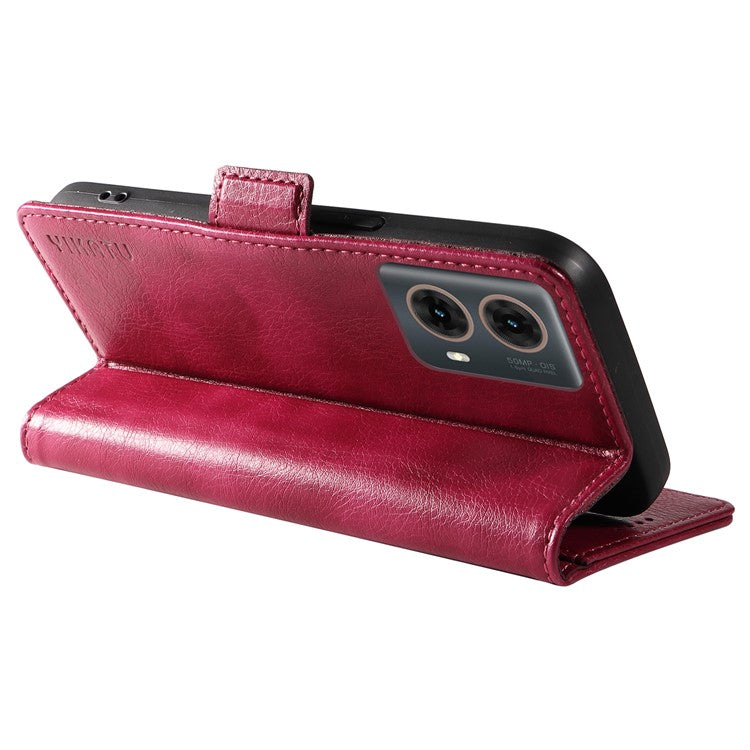 YIKATU YK-007 For Motorola Moto G85 5G / S50 Neo 5G Phone Case PU Leather Stand Anti-Drop Wallet Cover - Wine Red