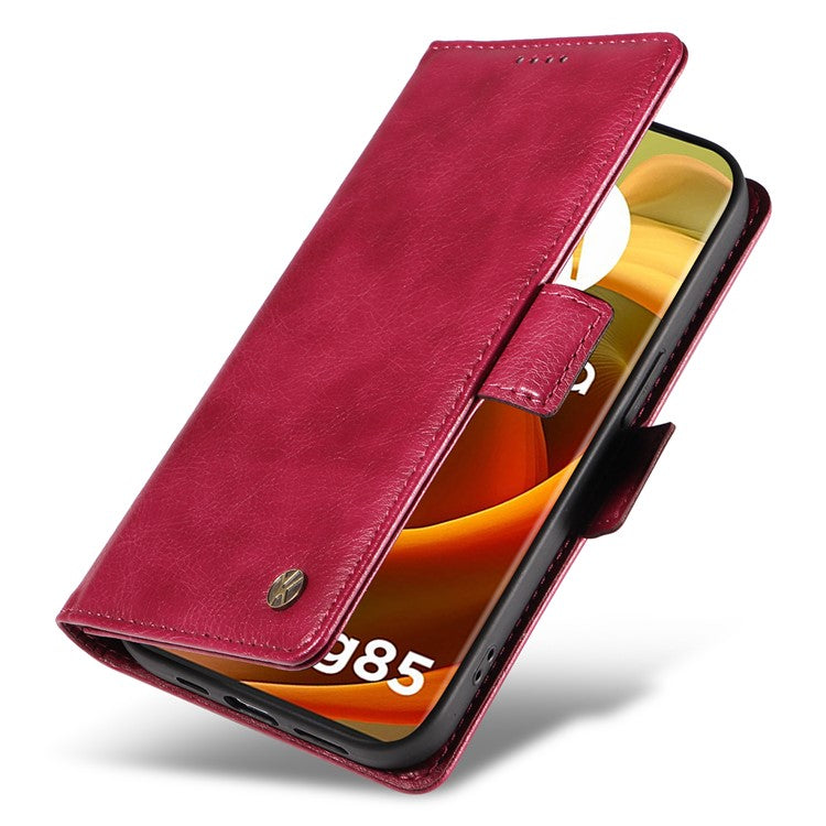 YIKATU YK-007 For Motorola Moto G85 5G / S50 Neo 5G Phone Case PU Leather Stand Anti-Drop Wallet Cover - Wine Red