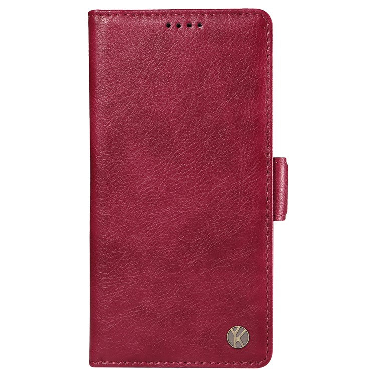 YIKATU YK-007 For Motorola Moto G85 5G / S50 Neo 5G Phone Case PU Leather Stand Anti-Drop Wallet Cover - Wine Red