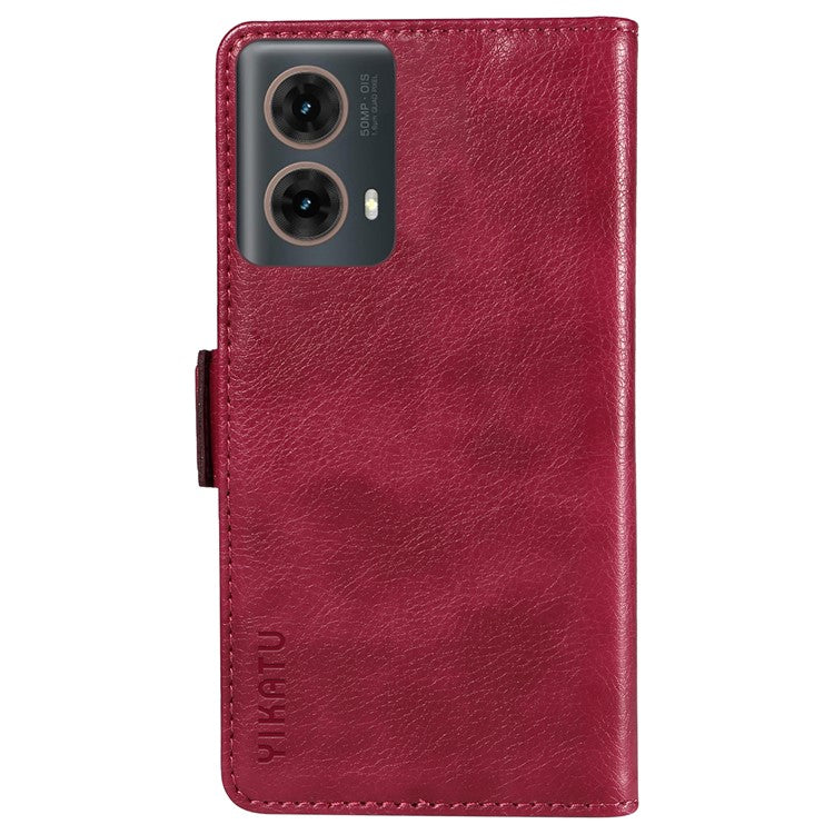 YIKATU YK-007 For Motorola Moto G85 5G / S50 Neo 5G Phone Case PU Leather Stand Anti-Drop Wallet Cover - Wine Red